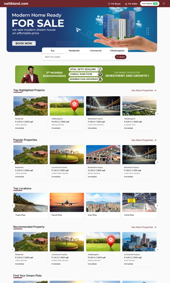Naitik Land Developers Website